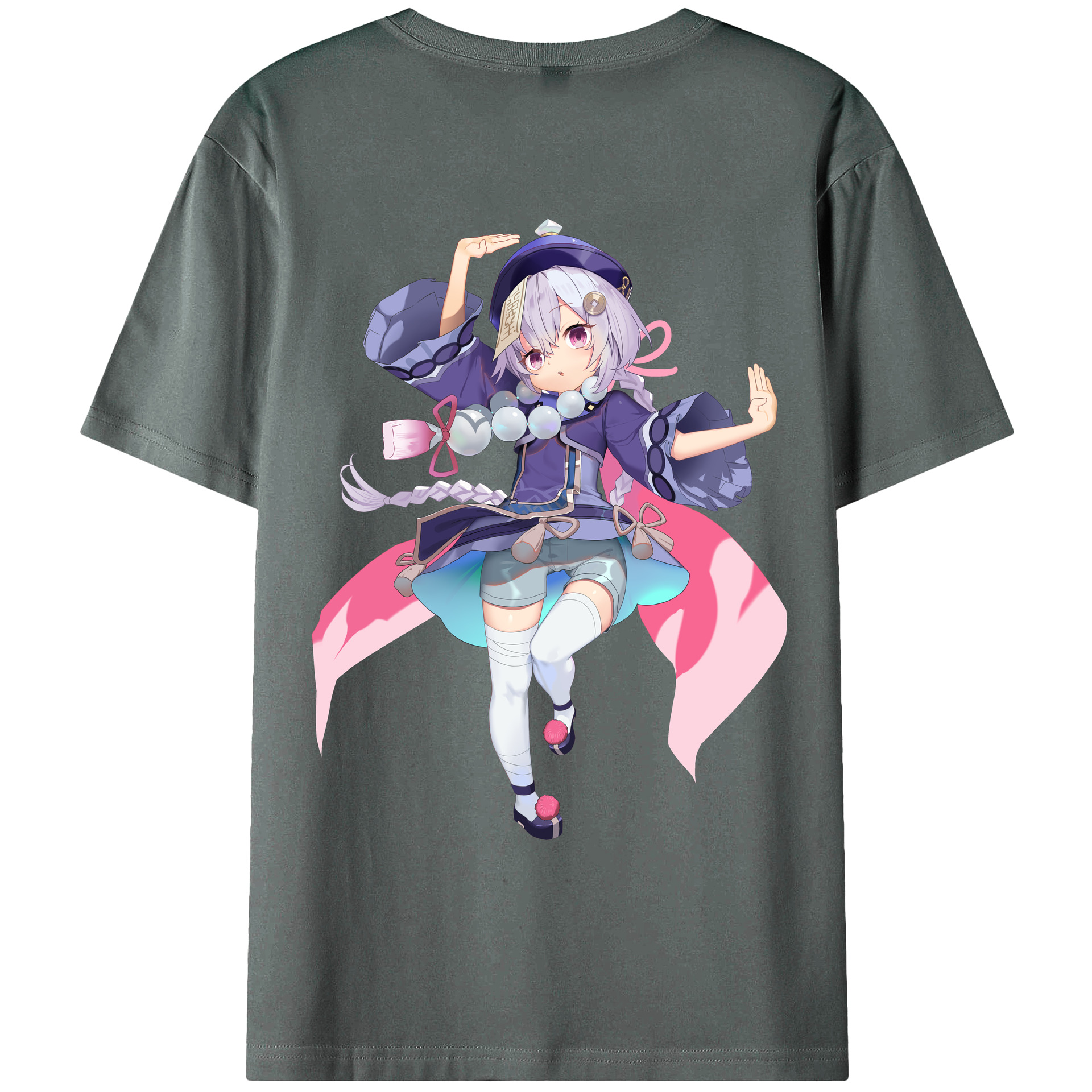げんし神 七七 なな  genshin Nana 綿100％ メンズ半袖Tシャツ（バックプリント） 通気性